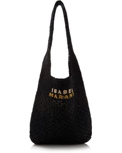 Isabel Marant Praia Medium Woven Raffia Tote Bag - Black