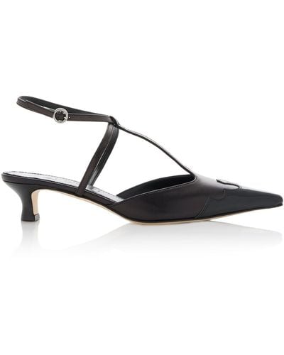 Aeyde Saga Leather Court Shoes - Black