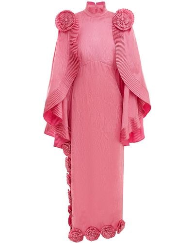 ALÉMAIS Helix Ruffled Cotton-silk Gown - Pink