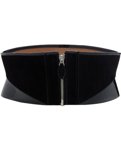 Alaïa Leather, Suede Corset Belt - Black