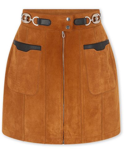 Rabanne Leather Midi Skirt - Brown