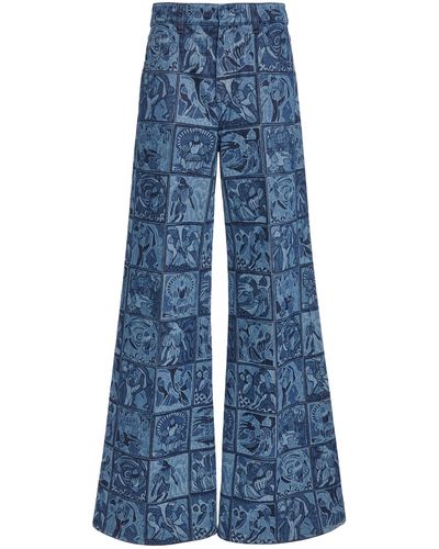 Chloé Esther Laser Print Wide-leg Jeans - Blue