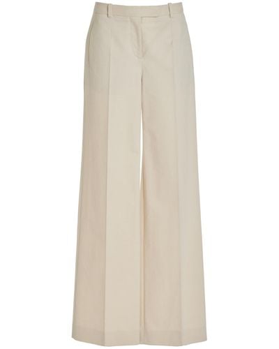 The Row Banew Low-rise Cotton-wool Wide-leg Pants - Natural