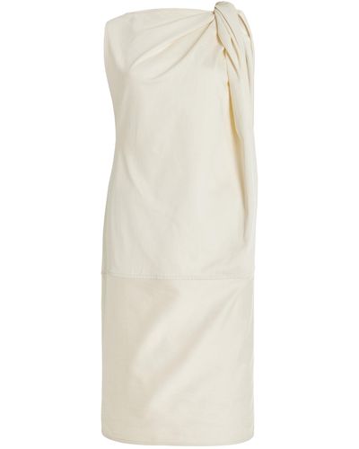 Totême Twisted Cotton-linen Satin Midi Dress - White