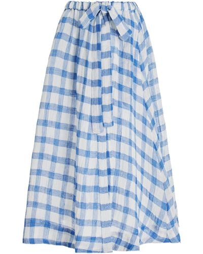 Lisa Marie Fernandez Gingham Linen-blend Midi Skirt - Blue