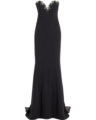 Miss Sohee Iris Embellished Silk Crepe Gown - Black