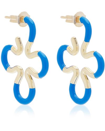 Bea Bongiasca B 9k Yellow Gold Enamelled Earrings - Blue