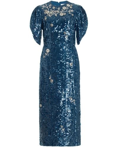 Erdem Astrea Sequined Midi Dress - Blue