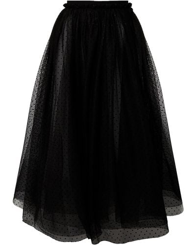 Erdem Full Tulle Midi Skirt - Black