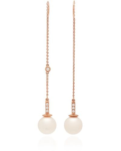 Joie DiGiovanni 14k Gold, Diamond And Pearl Earrings - Metallic