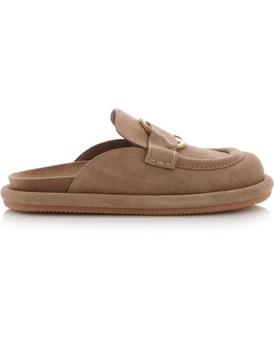 Moncler Bell Suede Mules - Brown