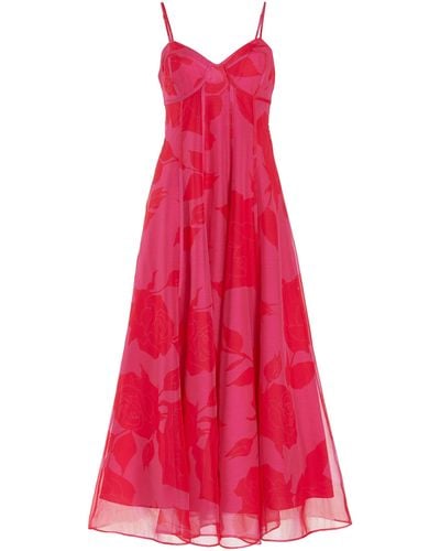 Aje. Sway Printed Crepe Midi Dress - Red