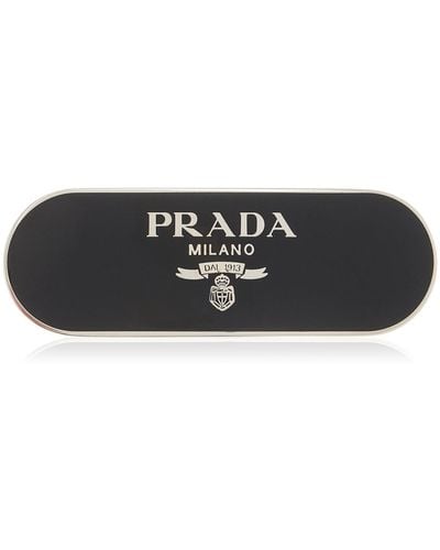 Prada Logo Detailed Hair Clip - Black