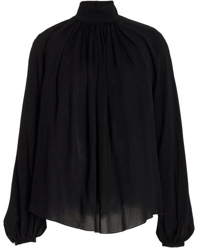 Gabriela Hearst Kiian Pleated Silk Top - Black