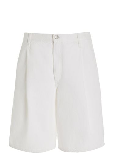 Agolde Ellis Pleated Organic Cotton Denim Shorts - White