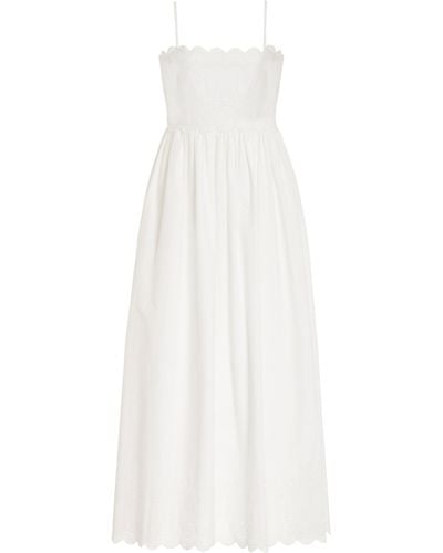 Posse Maisie Embroidered Cotton Maxi Dress - White