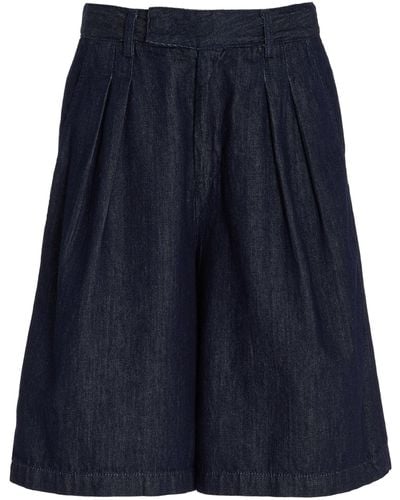 Frankie Shop Xavier Pleated Denim Shorts - Blue