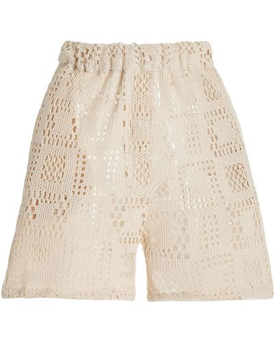 Albus Lumen Crocheted Cotton Shorts - Natural