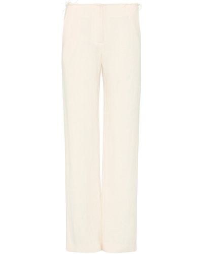 St. Agni Raw Edge Linen Straight-leg Trousers - White