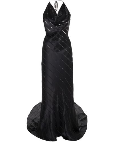Del Core Striped Satin Maxi Dress - Black