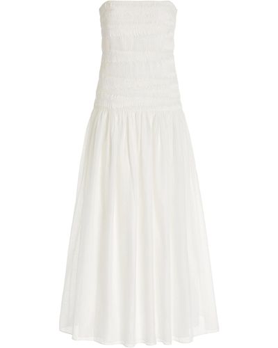 Sir. The Label Xanthe Smocked Cotton-linen Maxi Dress - White