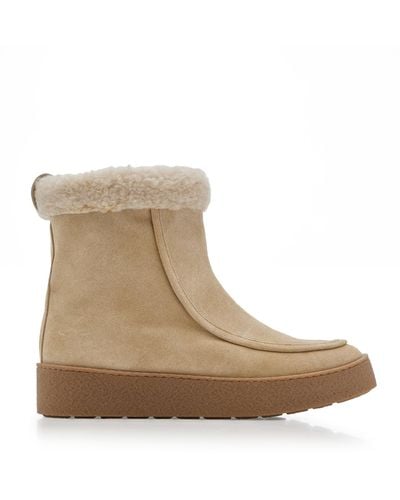 Flattered Simone Sherpa-lined Suede Boots - Natural