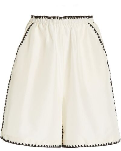 Totême Oversized Embroidered Silk Shorts - White