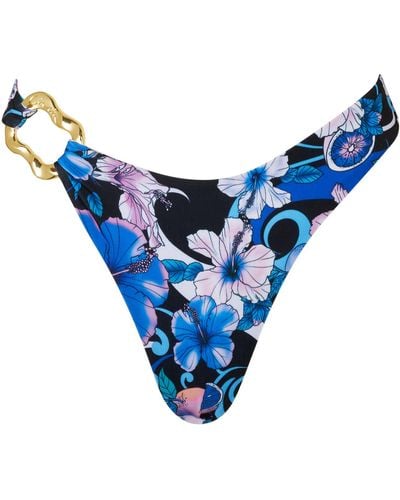 Cin Cin Cruise Buckle-detailed High-cut Bikini Bottom - Blue