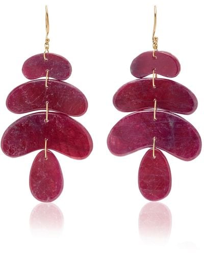Ten Thousand Things Small Totem 18k Yellow Gold Ruby Earrings - Red