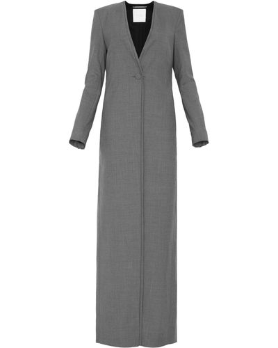 STUDIO AMELIA Monolith Wool Collarless Duster Coat - Grey