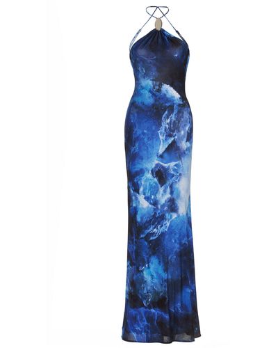 Jonathan Simkhai Sunnie Printed Jersey Halter Maxi Dress - Blue