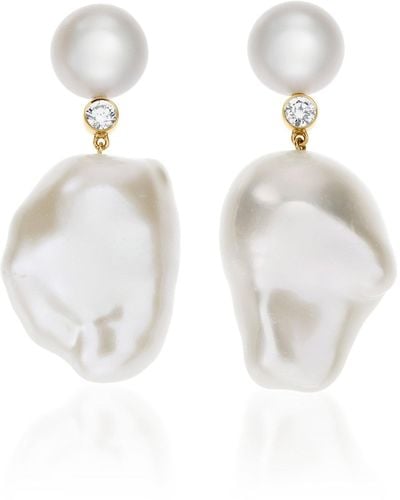 Sophie Bille Brahe Venus Diamant 14k Gold, Pearl And Diamond Earrings - White