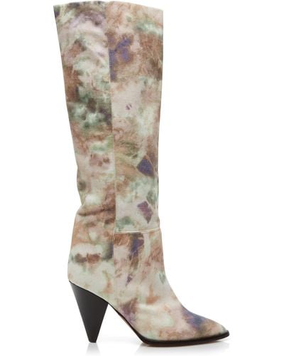 Isabel Marant Ririo Printed Canvas Knee Boots - Multicolour
