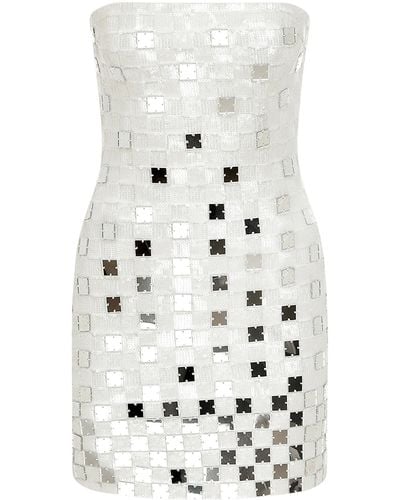Ila Vivian Mirror-embellished Sequined Crepe Mini Dress - White
