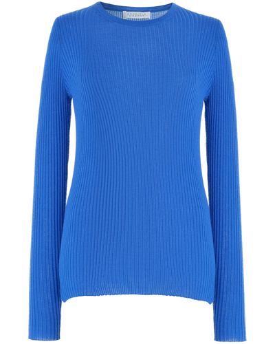 Gabriela Hearst Browning Ribbed Cashmere-silk Top - Blue