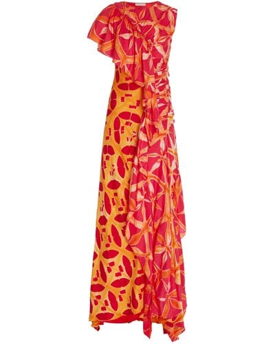 Ulla Johnson Lali Ruffled Silk Maxi Dress - Red