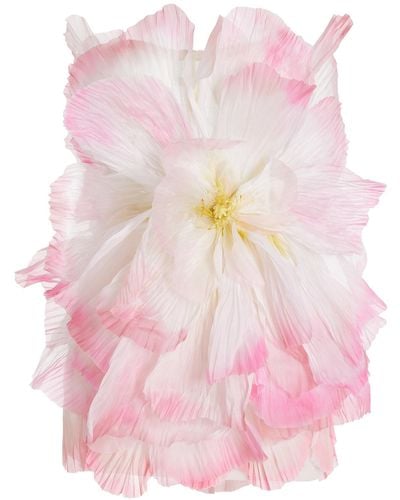 Oscar de la Renta Strapless Pleated Organza Petal Mini Dress - Pink