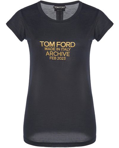 Tom Ford Silk Jersey Logo T-shirt - Black