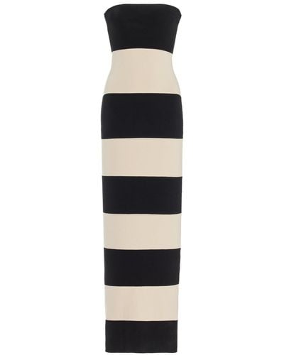 Posse Exclusive Theo Striped Jersey Strapless Maxi Dress - Black