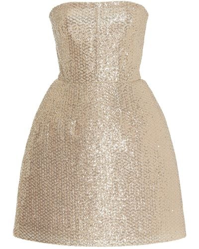 Monique Lhuillier Sequined Strapless Mini Dress - Metallic