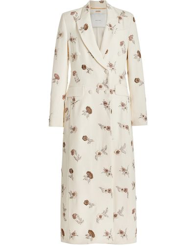 Adam Lippes Manteau Embroidered Silk-wool Coat - Natural