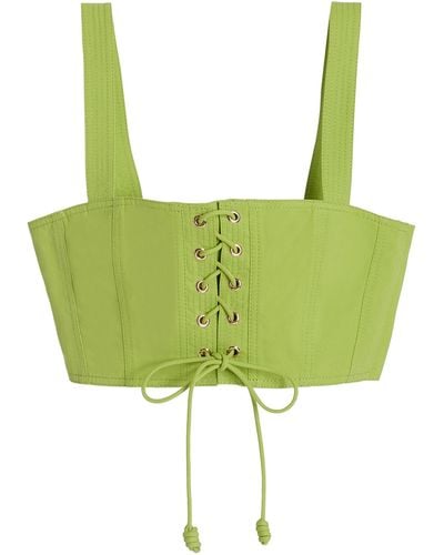 Ulla Johnson Isla Lace-up Cropped Top - Green