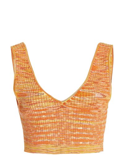 STAUD Hana Space-dyed Ribbed-knit Crop Top - Orange