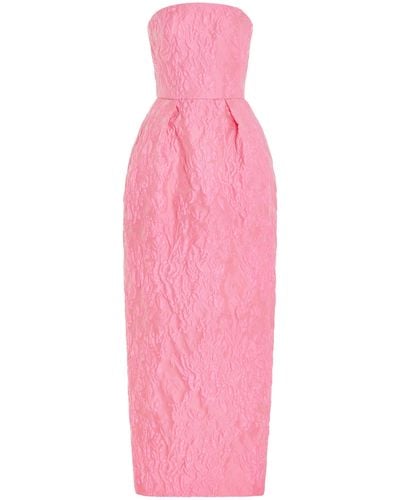 Monique Lhuillier Strapless Jacquard Gown - Pink