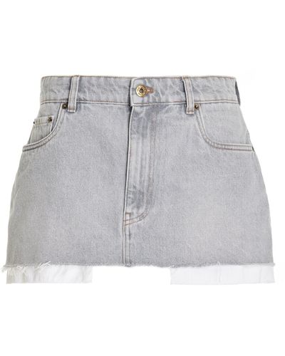 Miu Miu Exposed Pocket Denim Mini Skirt - Gray