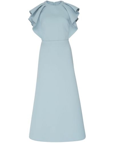 Elie Saab Ruffled Tea Dress - Blue