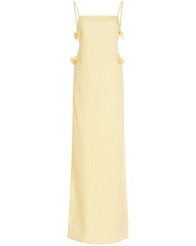 House of Aama Exclusive Bow-detailed Cotton-blend Maxi Dress - White