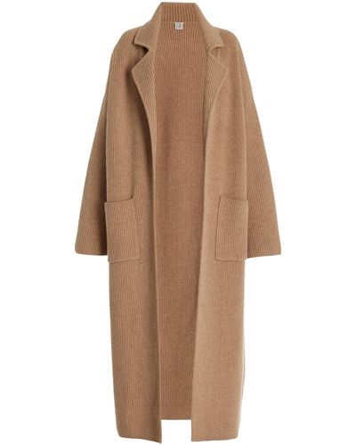 Totême Ribbed-knit Wool Cardigan Coat - Brown