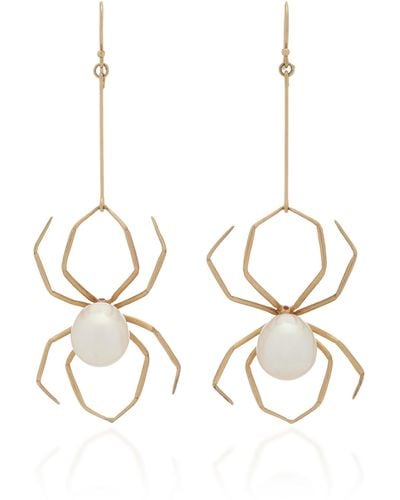 Annette Ferdinandsen Spider 14k Yellow Gold Pearl, Ruby Earrings - White