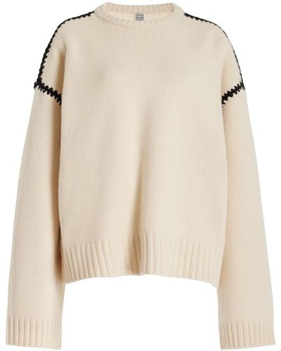 Totême Embroidered Wool-cashmere Sweater - Natural